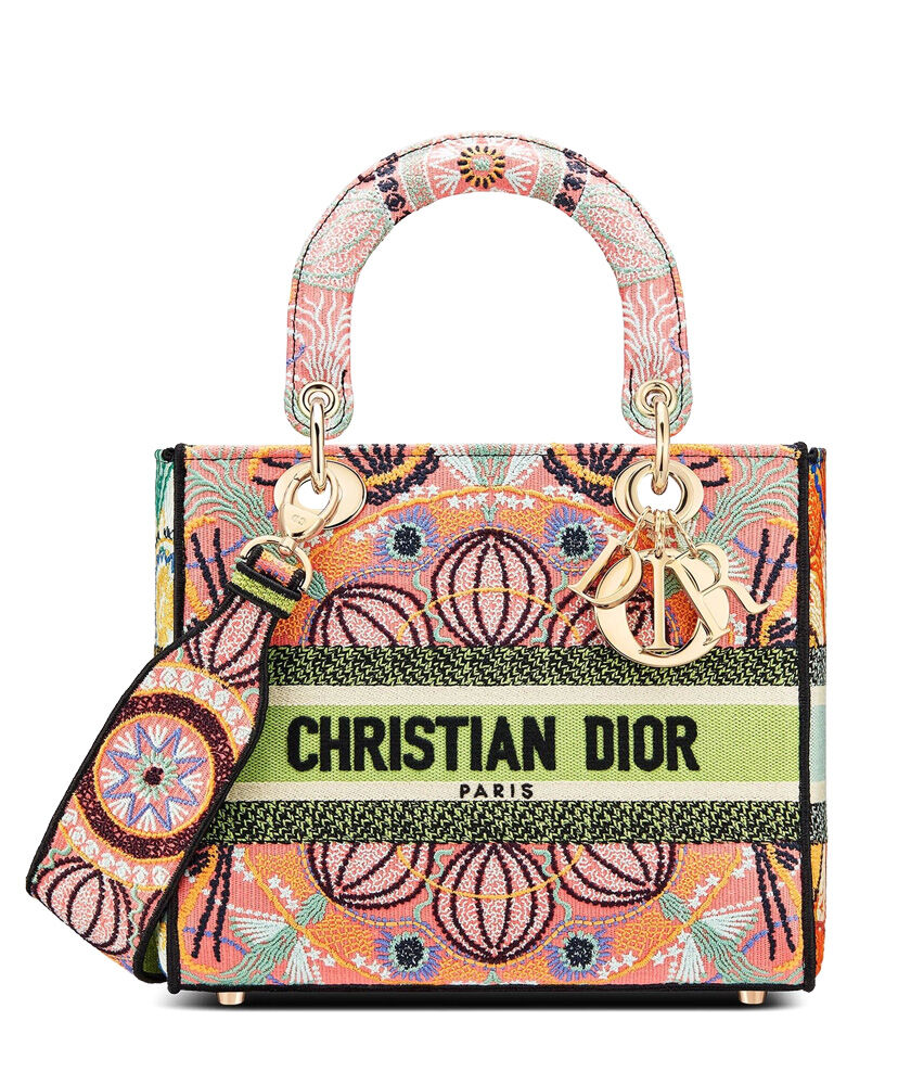 Christian Dior Medium Lady D lite Bag Canva Pink